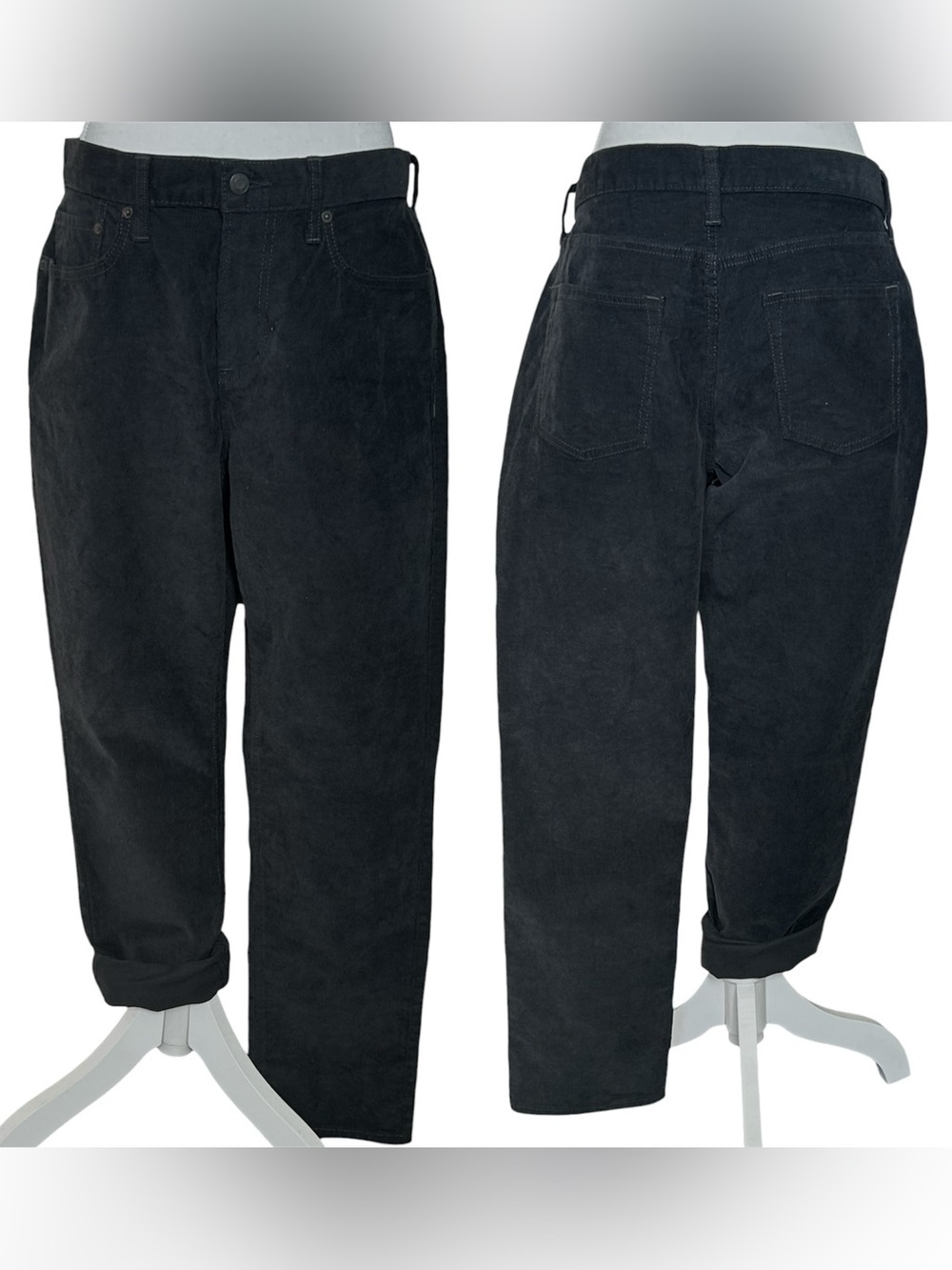 Old Navy Black Corduroy Slim Straight Baggy Jeans 33x30